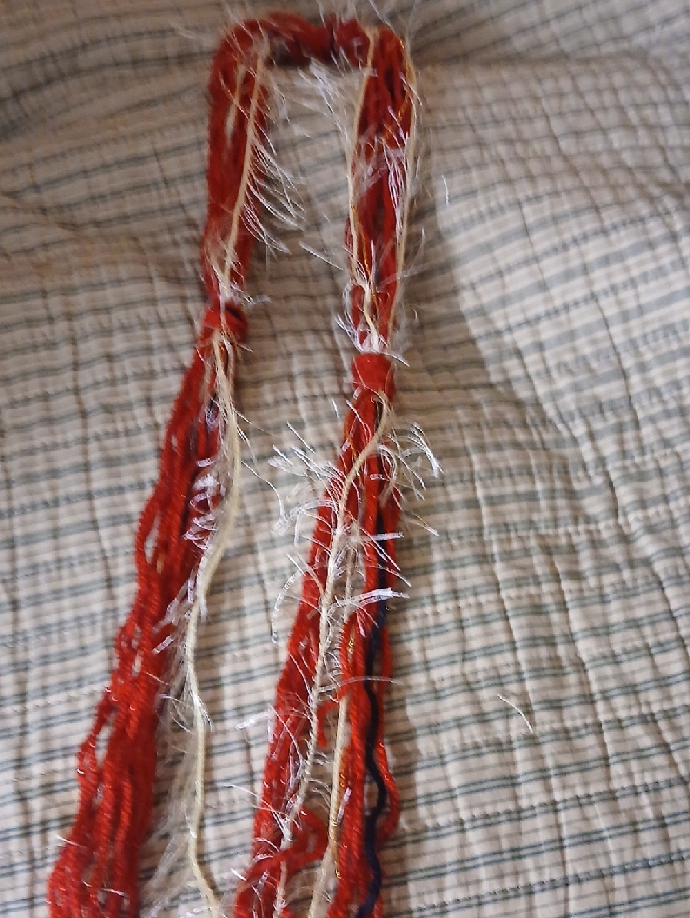Handmade Red and Natural Textured Necklace